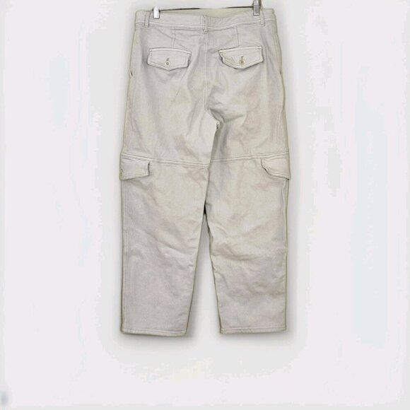 Wilfred Pants Womens 14 Beige Twill Straight Cargo Pockets Streetwear Preppy - Picture 2 of 16